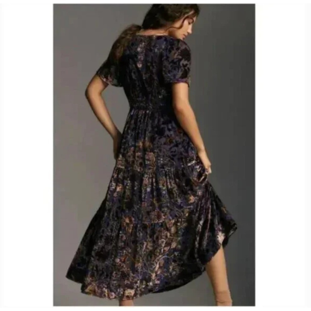 Anthropologie Somerset Floral Burnout Velvet Maxi Dress Plus 2X Boho Fairycore - Picture 5 of 12
